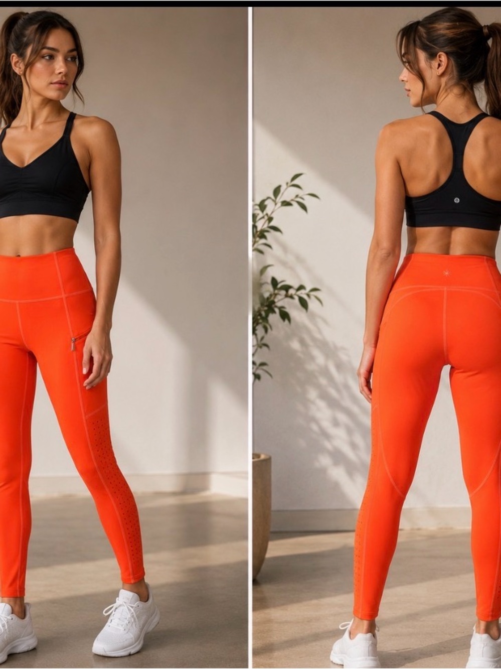 Athleta Bright Orange High-Waist Leggings